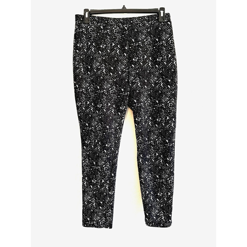 Zac & Rachel Spotted Pull On Leggings Woman's Size L Black & White Retro